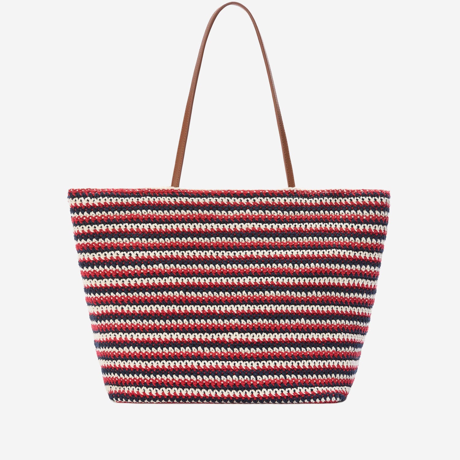 Borsa Tote Crochet a righe con logo ricamato CRO0007 00593L MC2 SAINT BARTH 