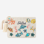 POCHETTE IN COTONE CON MOTIVI MARINI IN PERLINE POU0002 00877L MC2 SAINT BARTH 