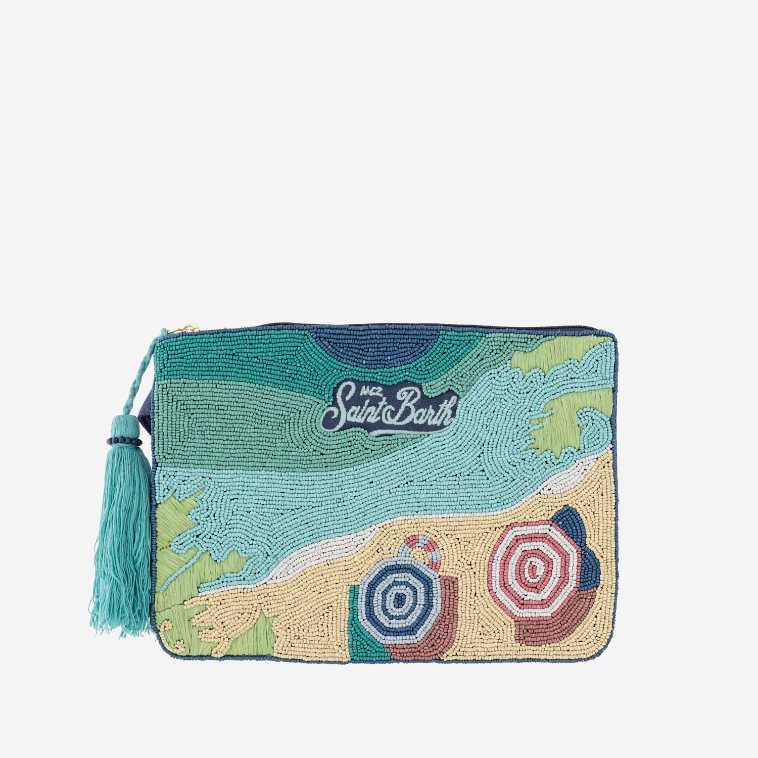 POCHETTE IN COTONE CON MOTIVO SPIAGGIA IN PERLINE POU0002 00879L MC2 SAINT BARTH 