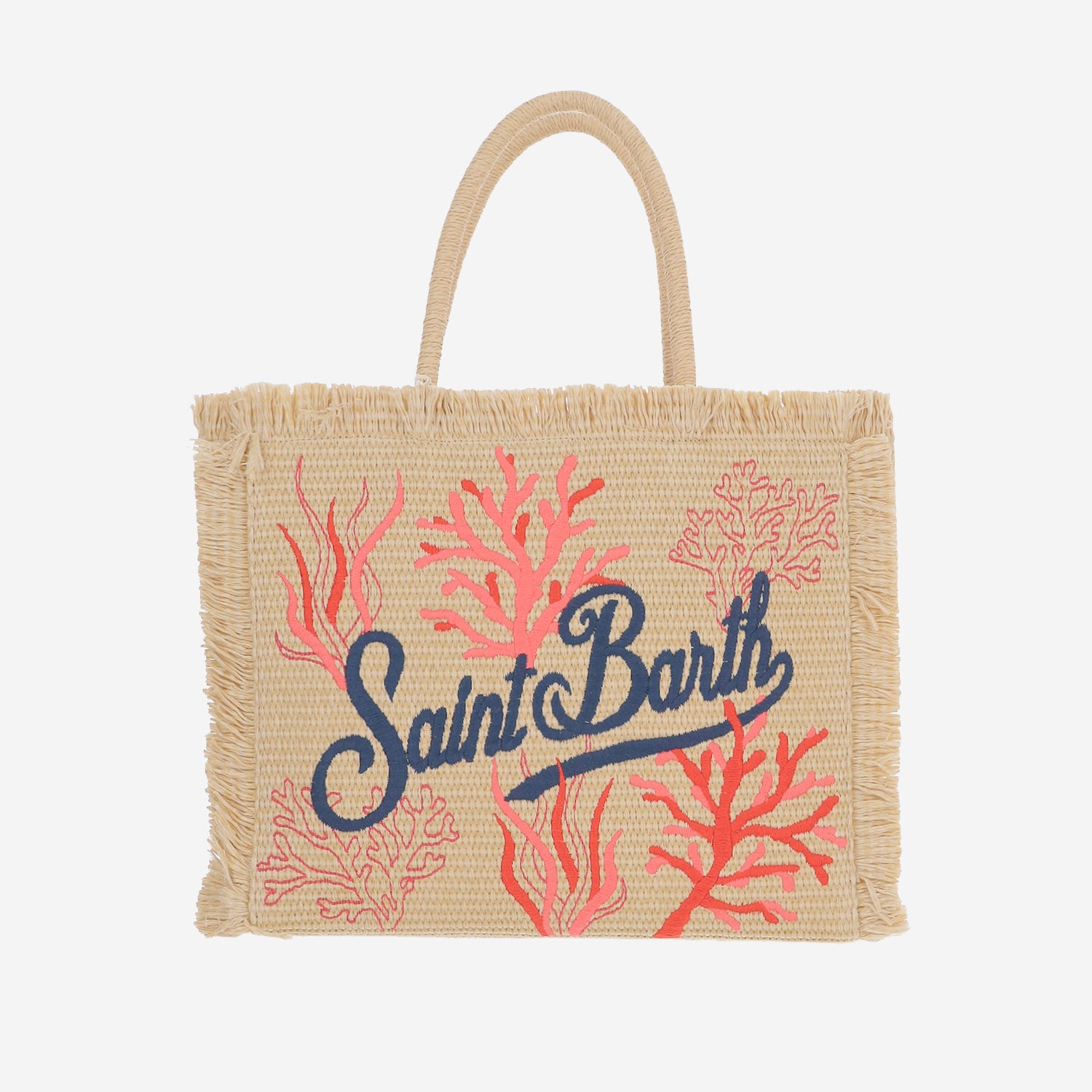 BORSA IN MISTO COTONE CON RICAMO CORALLO E LOGO VANI021 09064L MC2 SAINT BARTH 