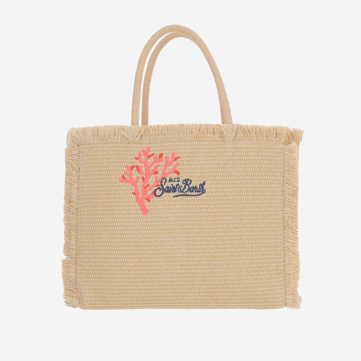 BORSA IN MISTO COTONE CON RICAMO CORALLO E LOGO VANI021 09064L MC2 SAINT BARTH 