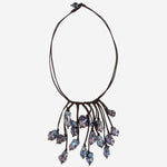 COLLANA in suede CON perle nere VNMVN WHITEROSEGRIGIO MELA 