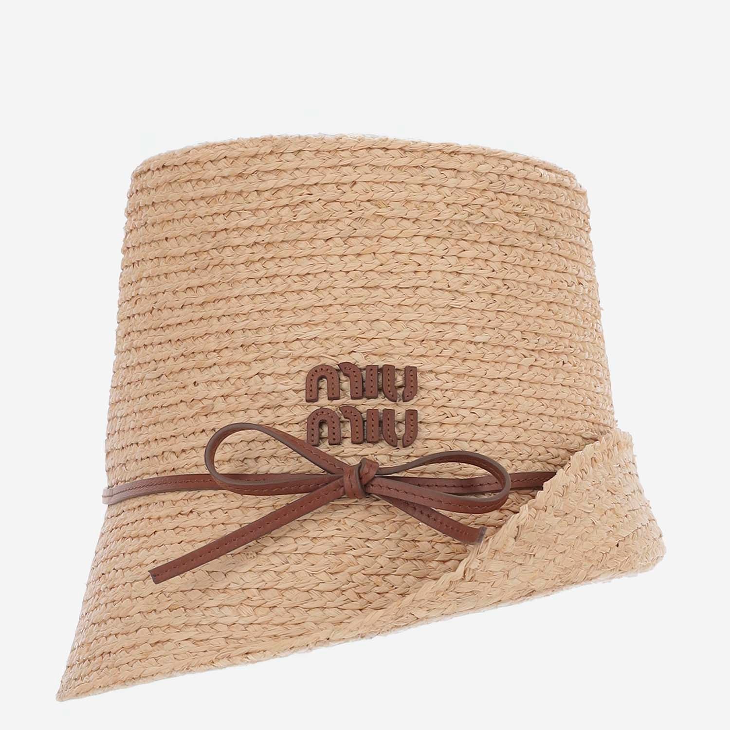 CAPPELLO IN RAFIA CON LOGO 5HC503 2IIFF062F MIU MIU 