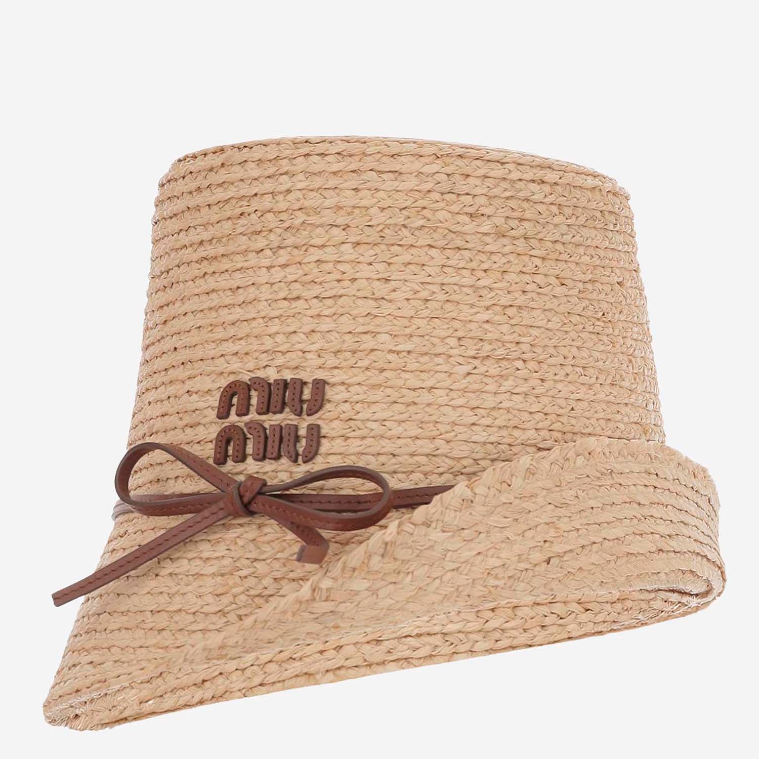 CAPPELLO IN RAFIA CON LOGO 5HC503 2IIFF062F MIU MIU 