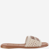 SANDALI IN PELLE E TESSUTO CON LOGO 5XX667 2BDFF0304 MIU MIU 