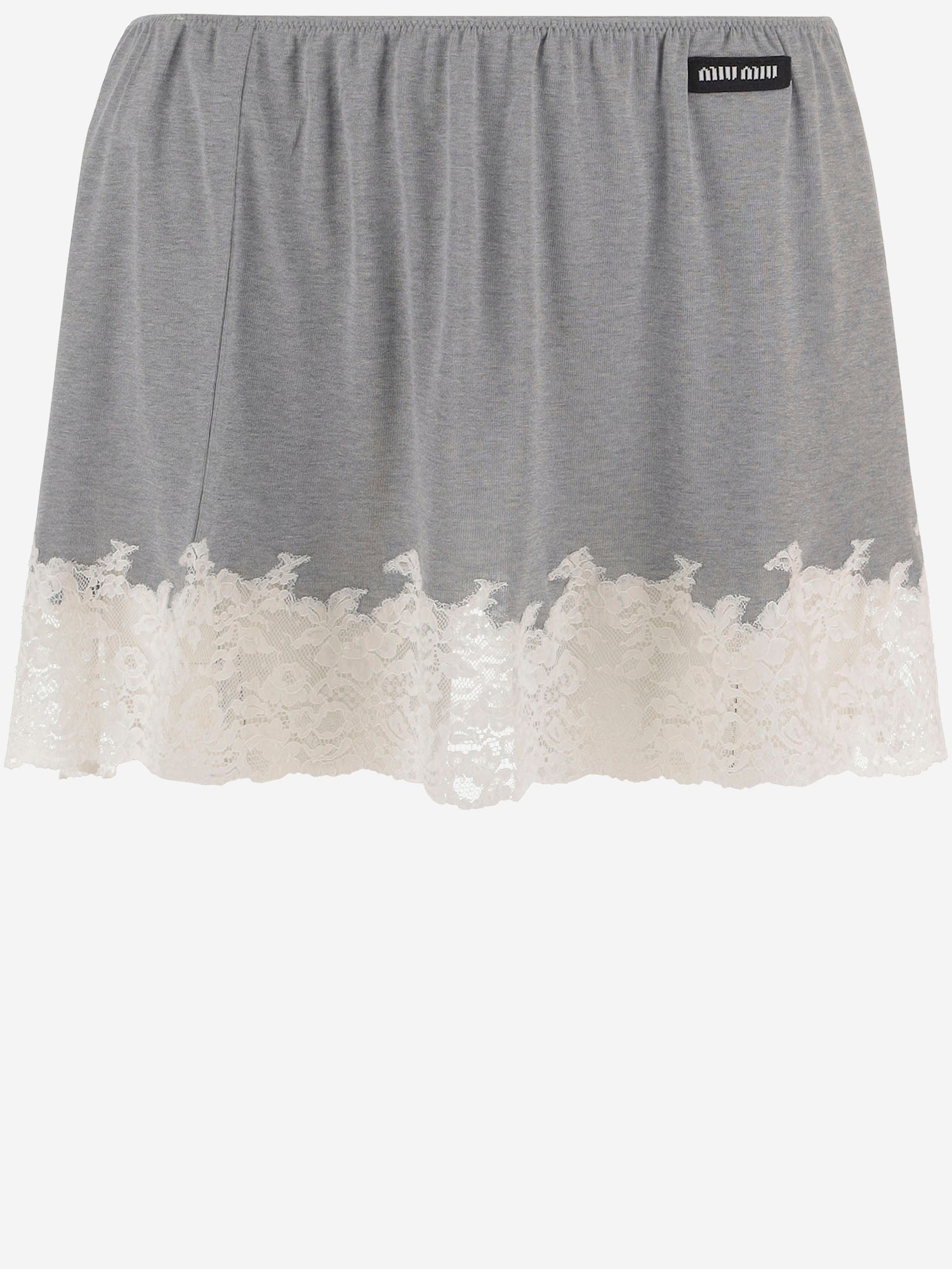 GONNA IN SETA RICICLATA CON BORDO IN PIZZO MG2644 19E1F0031 MIU MIU 