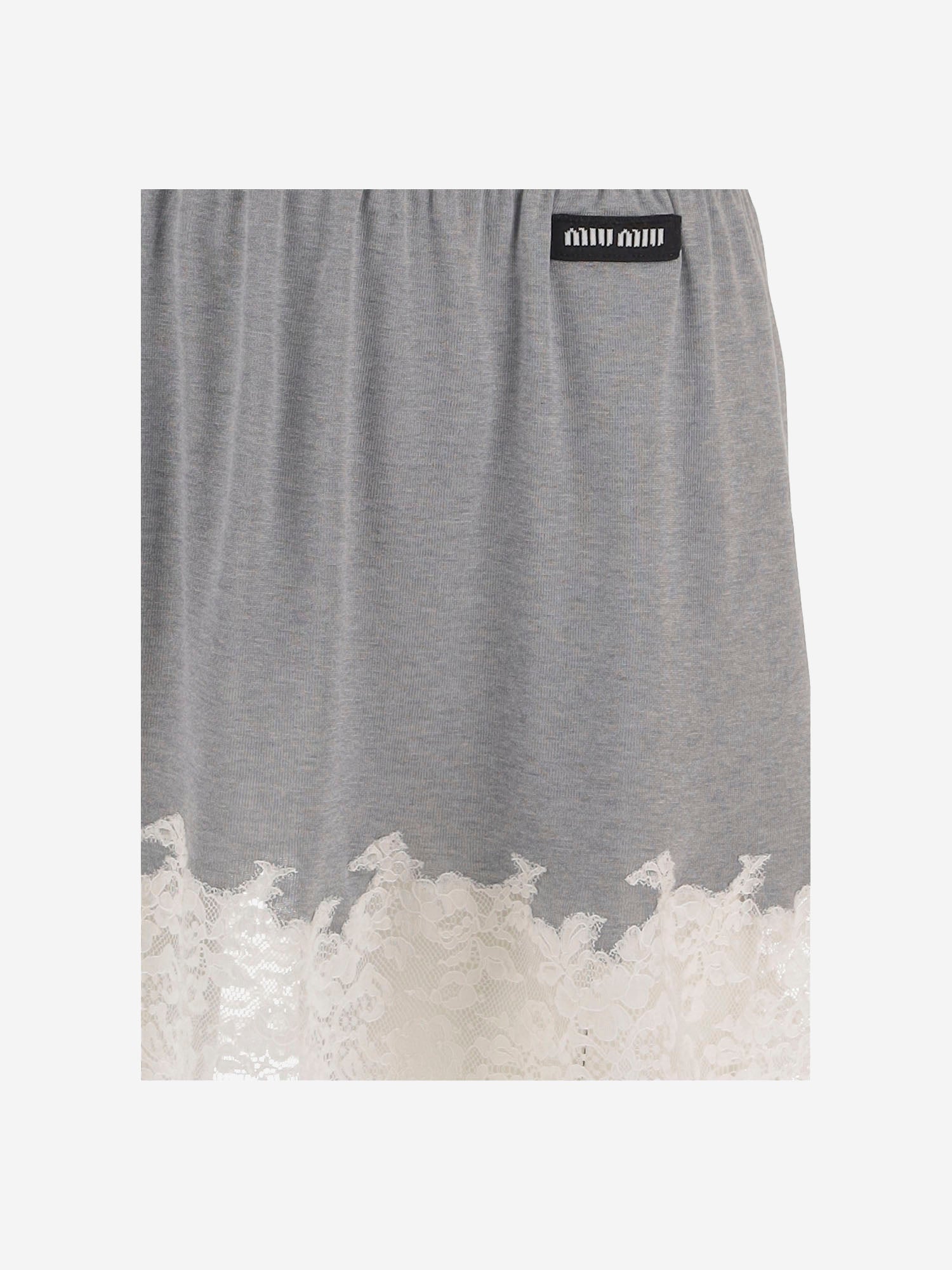 GONNA IN SETA RICICLATA CON BORDO IN PIZZO MG2644 19E1F0031 MIU MIU 
