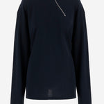 MAGLIA A MANICHE LUNGHE IN COTONE CON ZIP OBLIQUA MJLA20 18ZWF0008 MIU MIU 