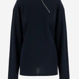 MAGLIA A MANICHE LUNGHE IN COTONE CON ZIP OBLIQUA MJLA20 18ZWF0008 MIU MIU 