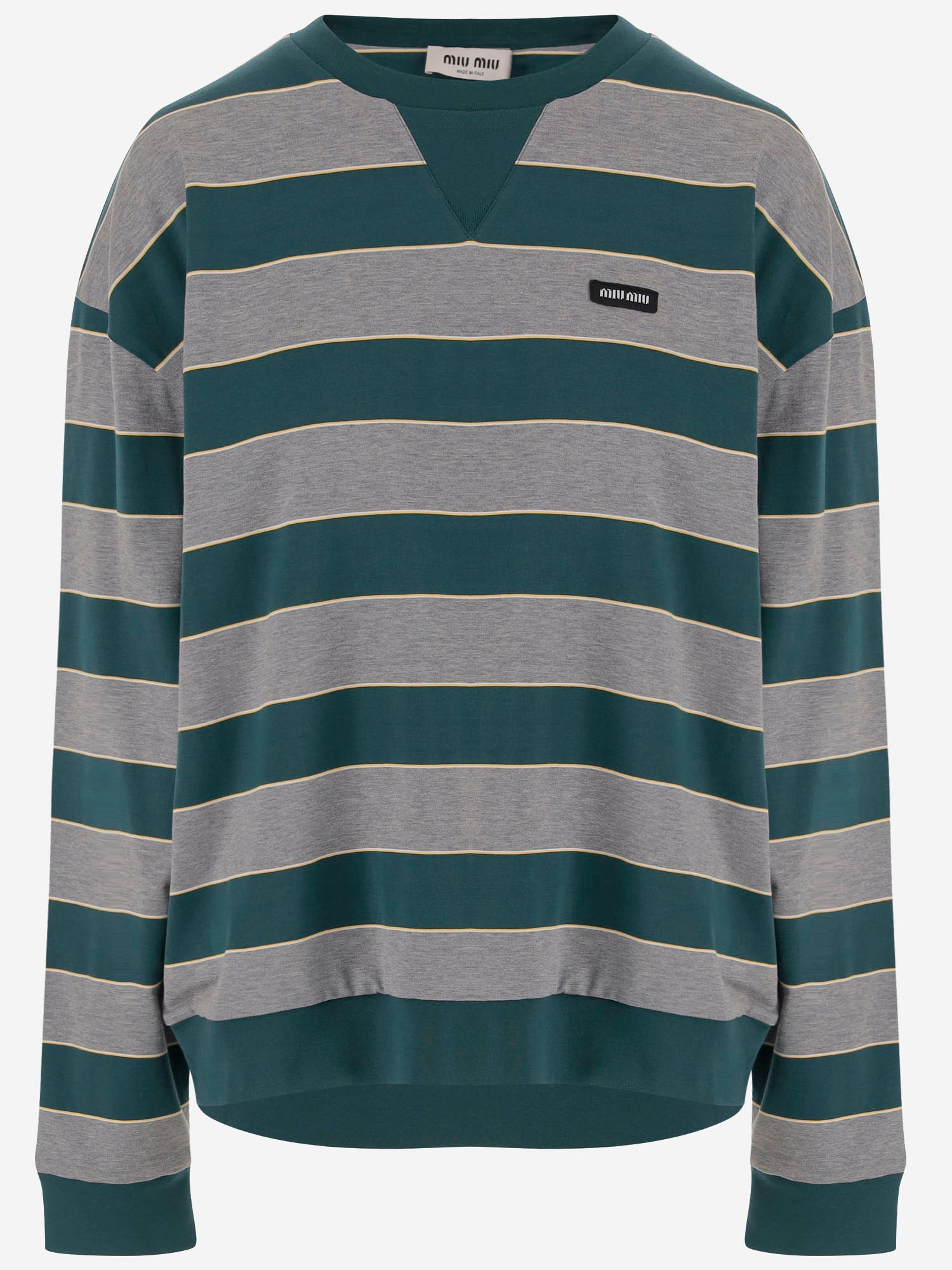 MAGLIA IN COTONE CON MOTIVO A RIGHE MJLA39 19DDF0E5Q MIU MIU 