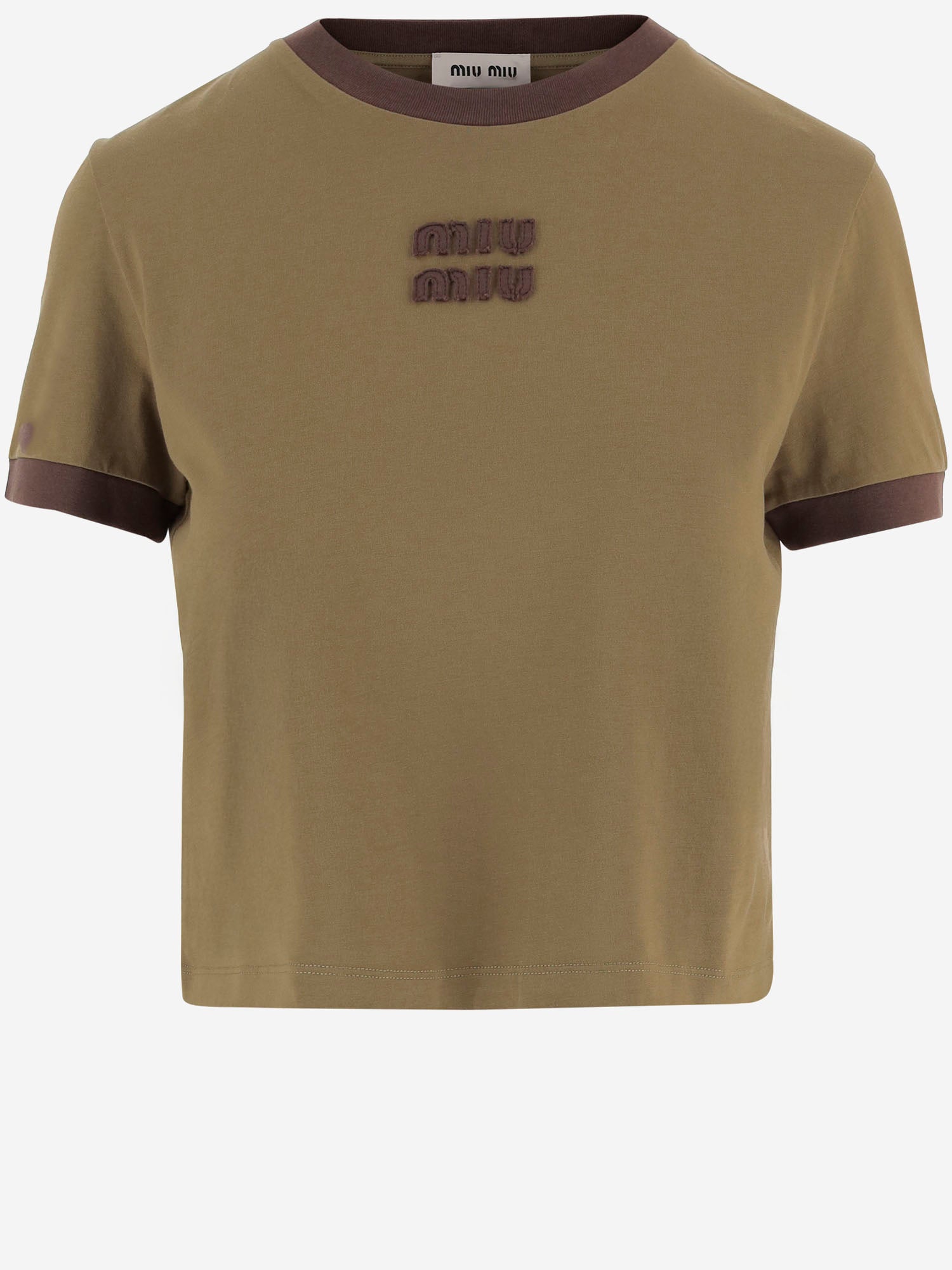 T-shirt in cotone con logo MJNA15 1841F0Y1C MIU MIU 