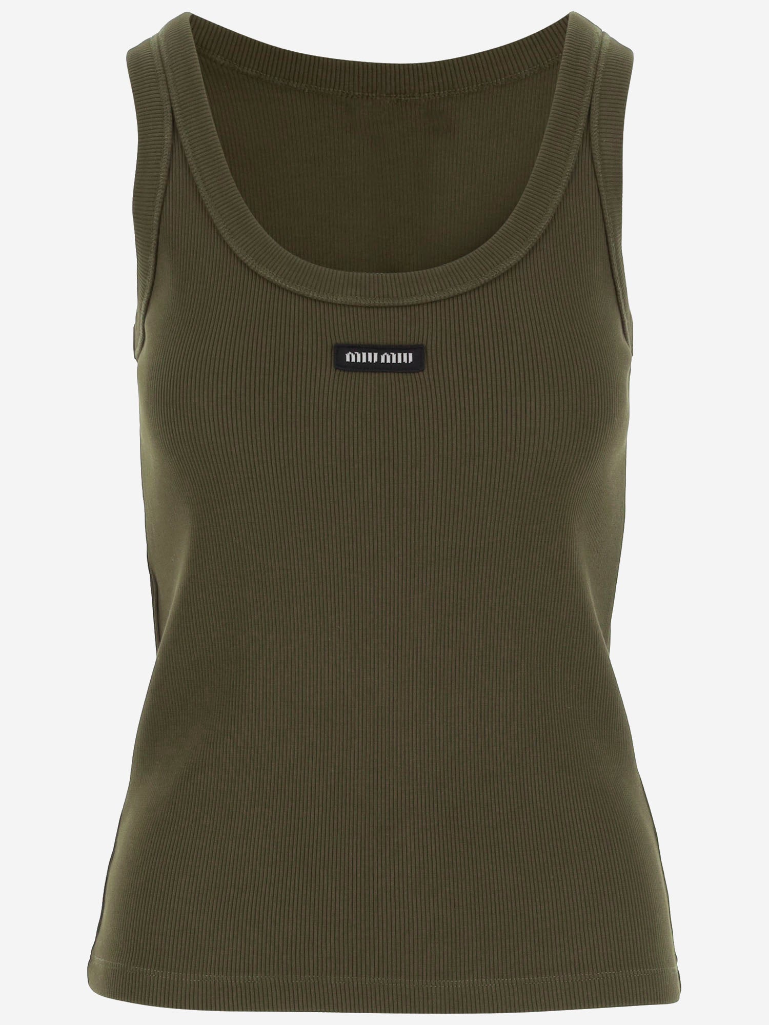 TOP IN COTONE STRETCH CON LOGO MJT694 1464F0161 MIU MIU 