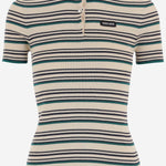 T-SHIRT IN COTONE CON MOTIVO A RIGHE MML03Y 1848F0018 MIU MIU 