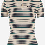 T-SHIRT IN COTONE CON MOTIVO A RIGHE MML03Y 1848F0018 MIU MIU 