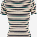 T-SHIRT IN COTONE CON MOTIVO A RIGHE MML03Y 1848F0018 MIU MIU 