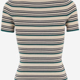 T-SHIRT IN COTONE CON MOTIVO A RIGHE MML03Y 1848F0018 MIU MIU 