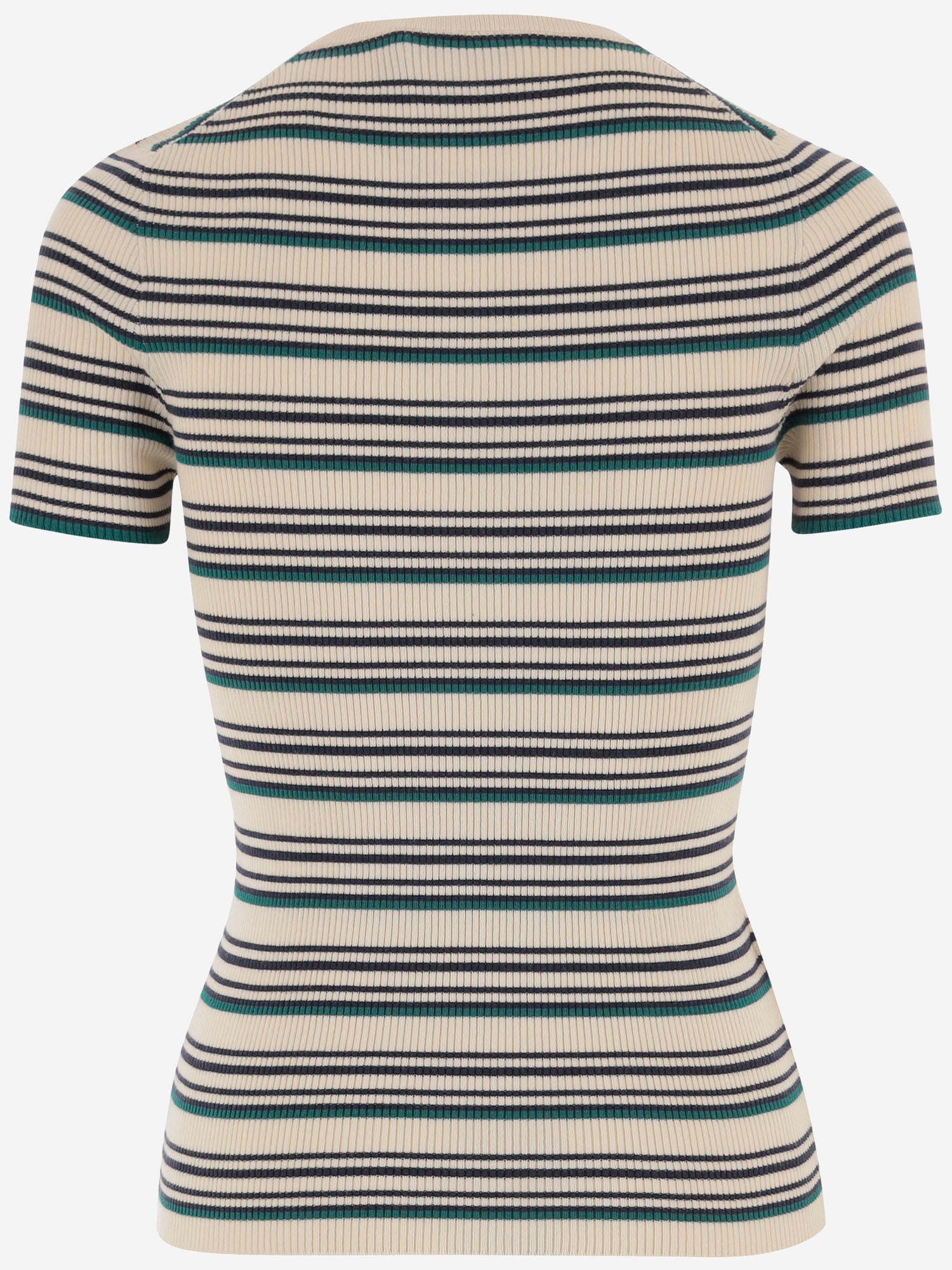 T-SHIRT IN COTONE CON MOTIVO A RIGHE MML03Y 1848F0018 MIU MIU 