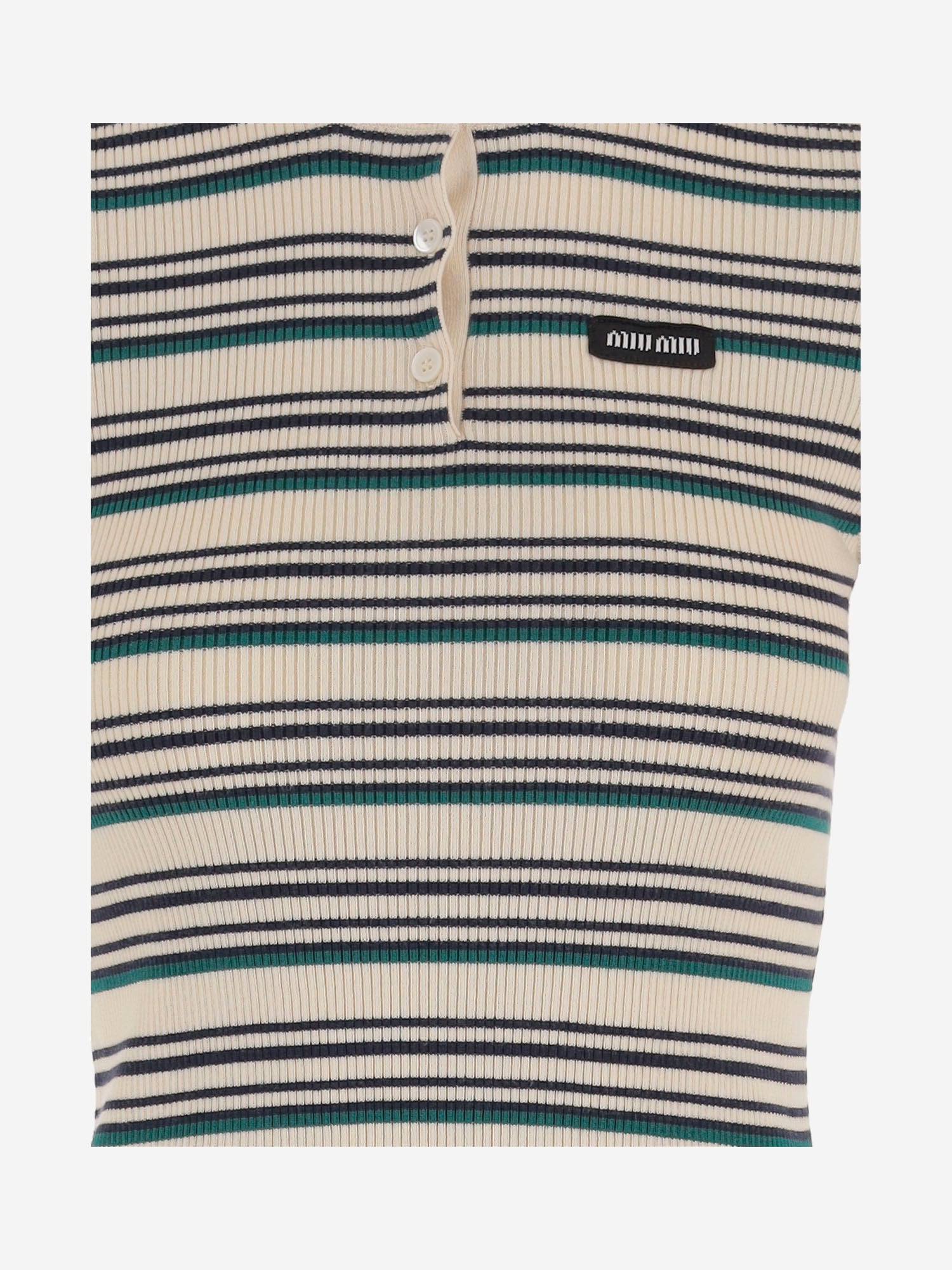T-SHIRT IN COTONE CON MOTIVO A RIGHE MML03Y 1848F0018 MIU MIU 