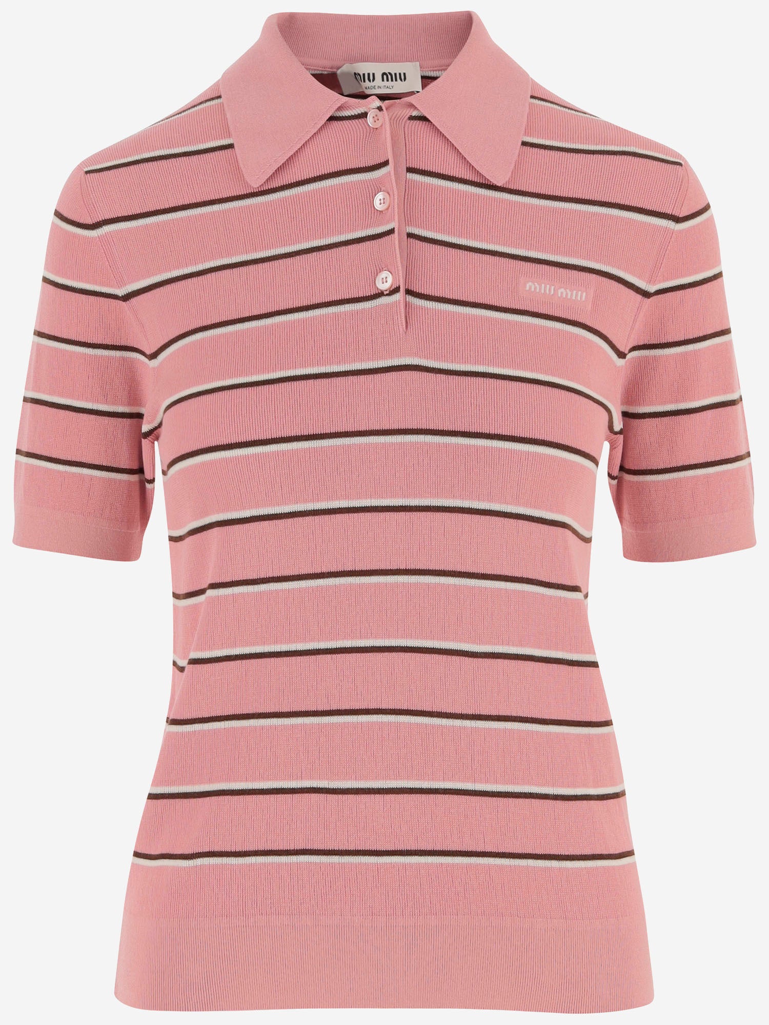 POLO A RIGHE IN COTONE STRETCH MMLB35 183MF0028 MIU MIU 