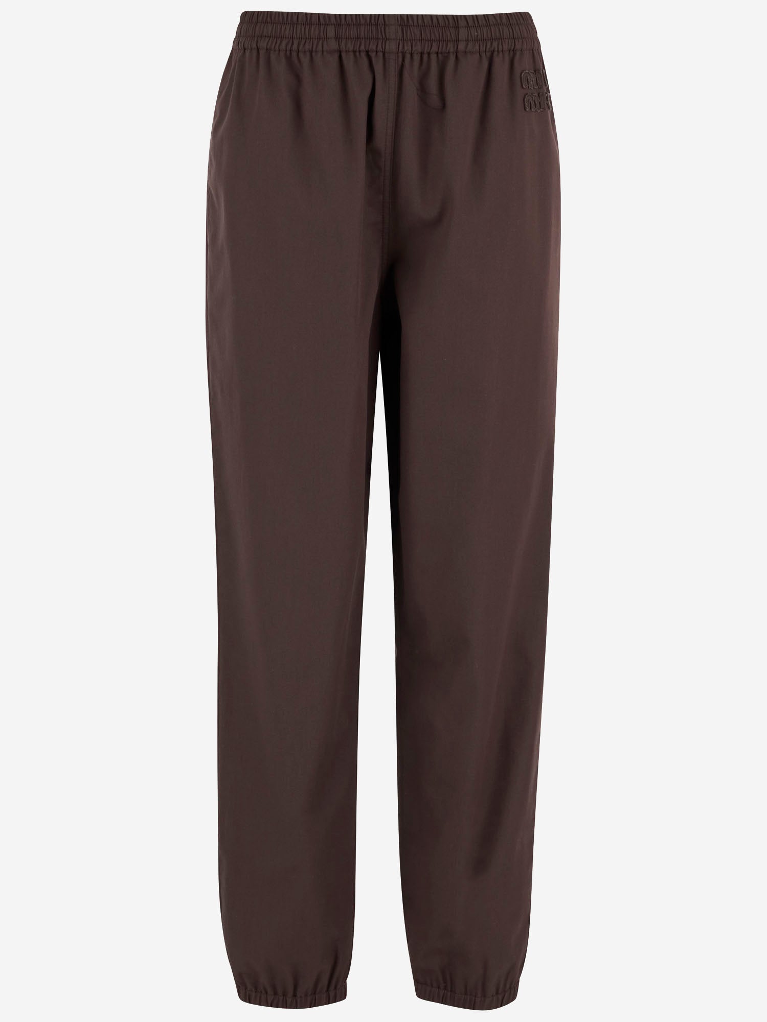 PANTALONI IN COTONE CON LOGO MP1975 19CTF05CH MIU MIU 