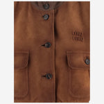 GILET IN PELLE SCAMOSCIATA CERATA MPT318 19MLF0046 MIU MIU 
