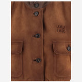 GILET IN PELLE SCAMOSCIATA CERATA MPT318 19MLF0046 MIU MIU 