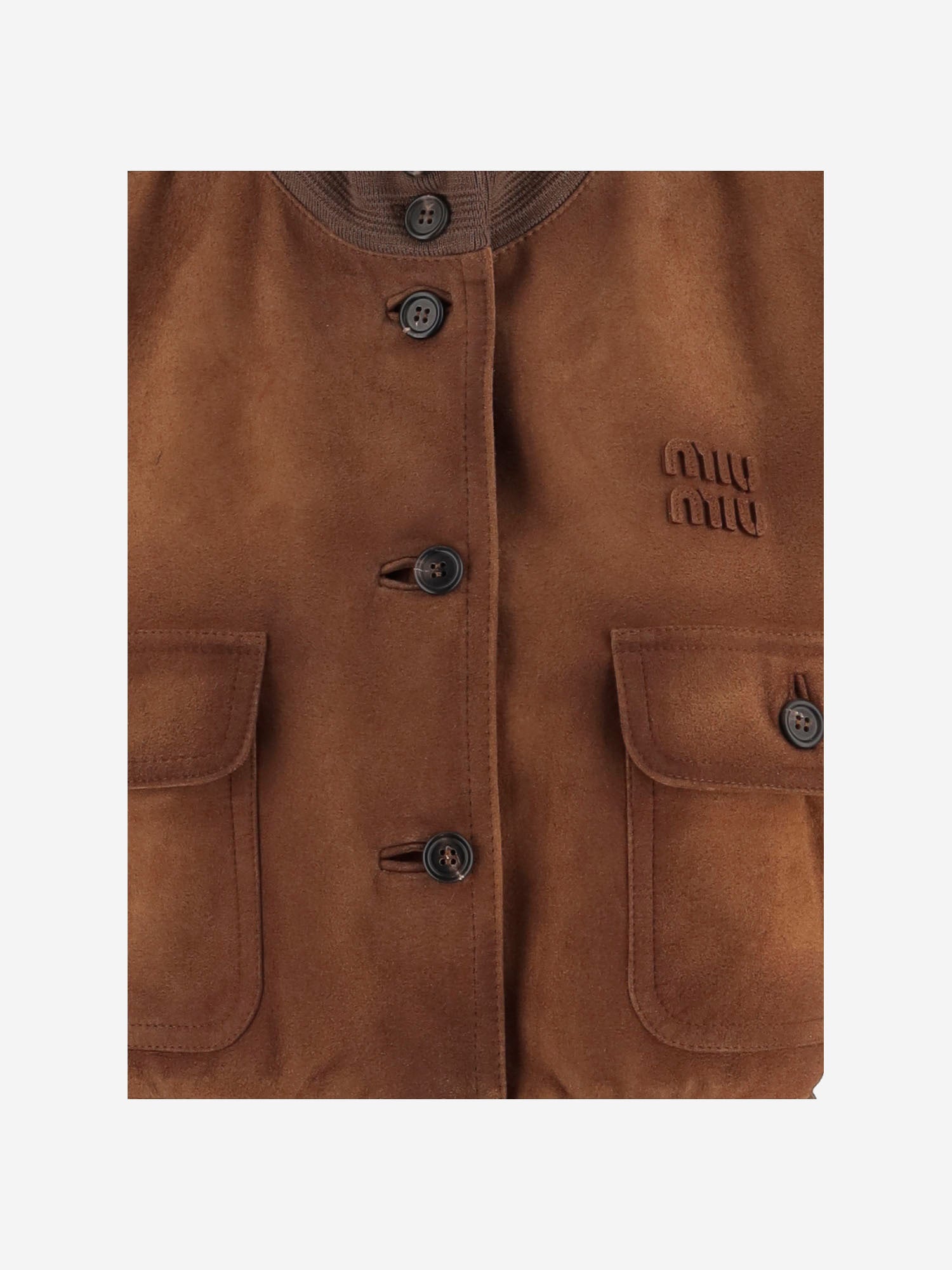 GILET IN PELLE SCAMOSCIATA CERATA MPT318 19MLF0046 MIU MIU 