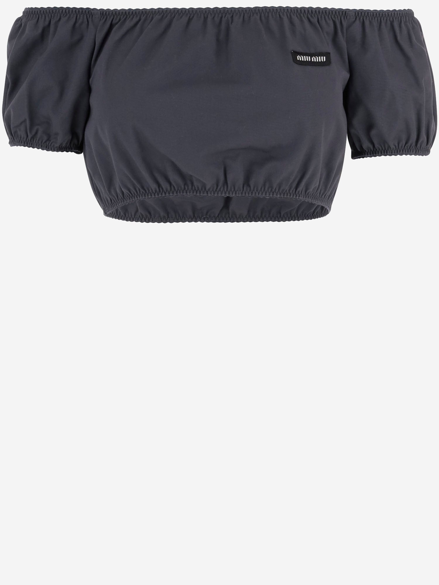 TOP OFF-SHOULDER IN COTONE CON MANICHE AMPIE MT2189 1BMSF0170 MIU MIU 