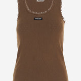 CANOTTA IN COTONE CON LOGO MT2205 19DFF0324 MIU MIU 