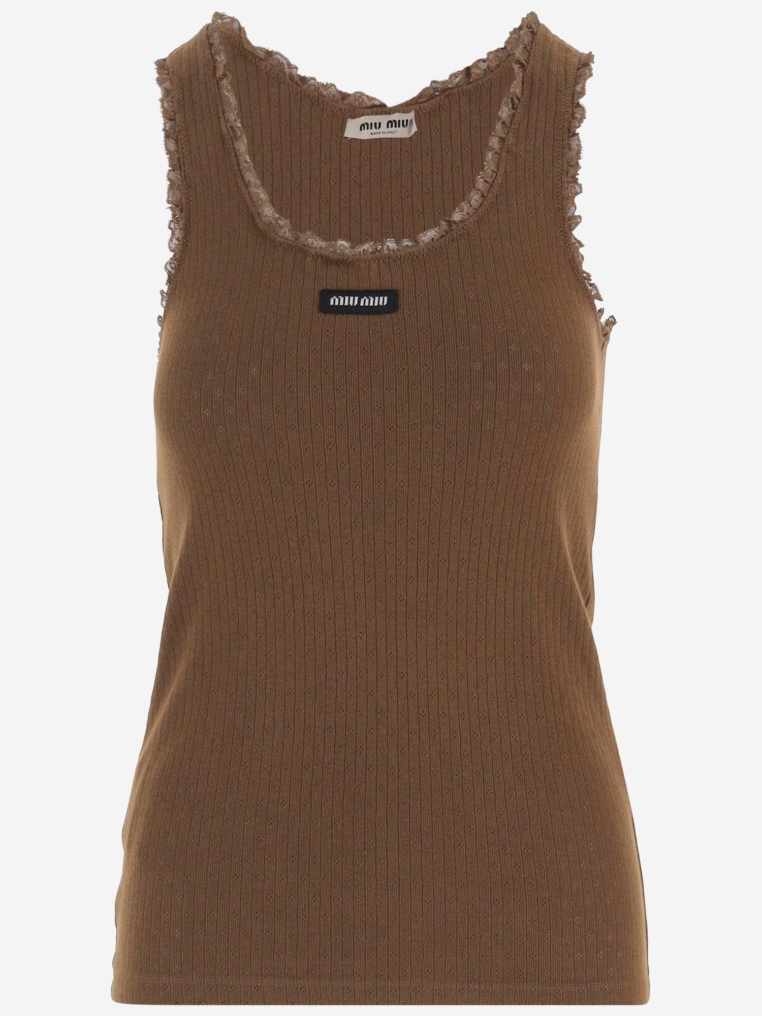CANOTTA IN COTONE CON LOGO MT2205 19DFF0324 MIU MIU 