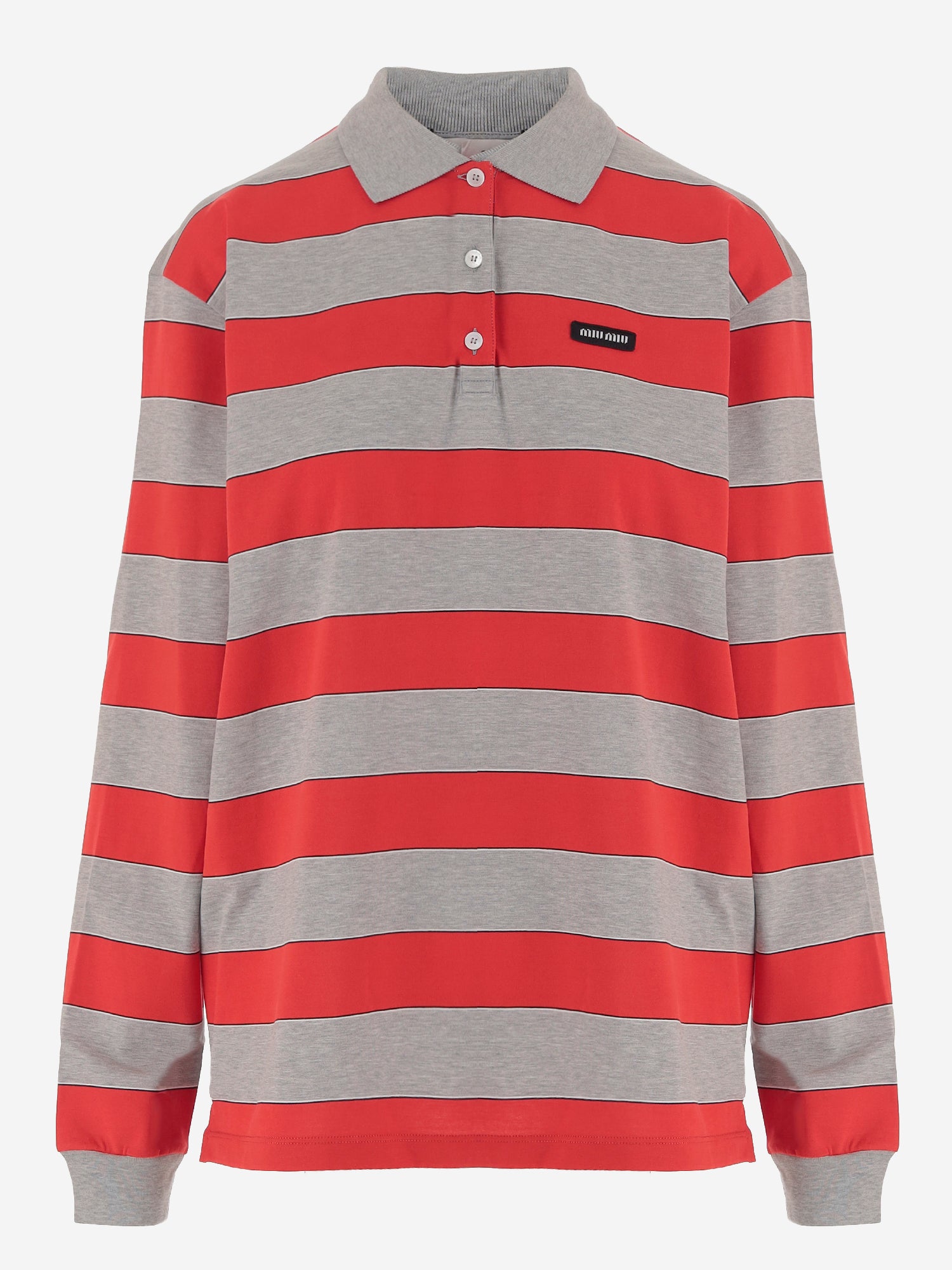 POLO IN COTONE A RIGHE CON MANICHE LUNGHE MJLA19 14RTF0N96 MIU MIU 
