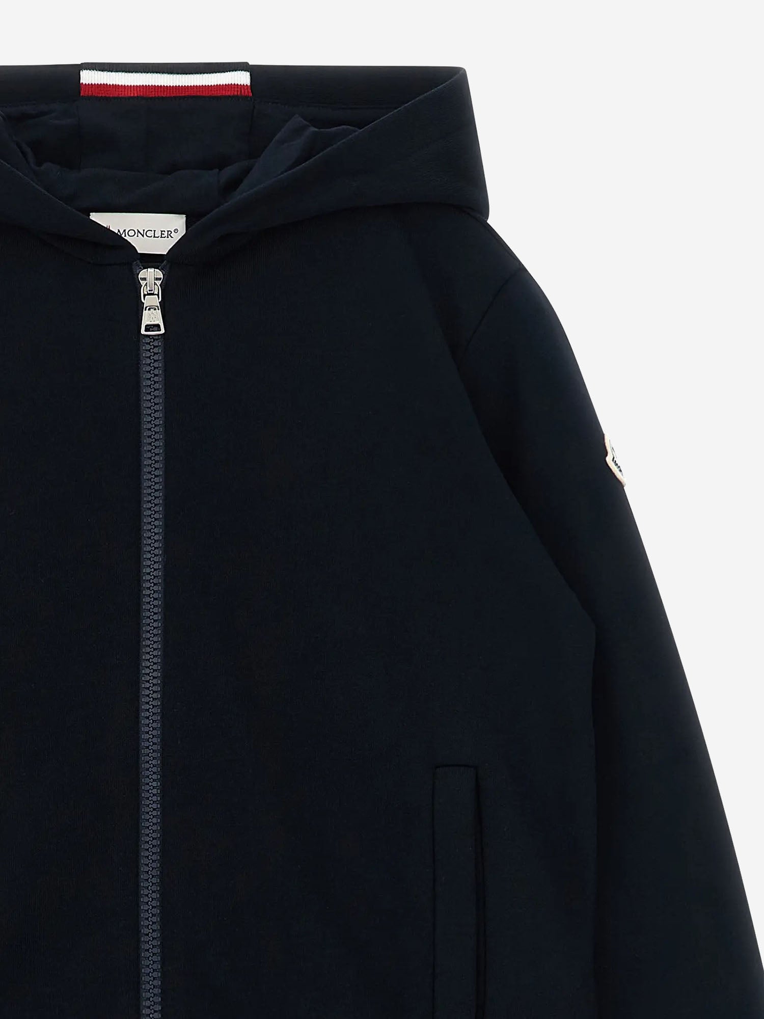 FELPA IN COTONE STRETCH CON ZIP 8G0000189AKM 778 MONCLER ENFANTS 