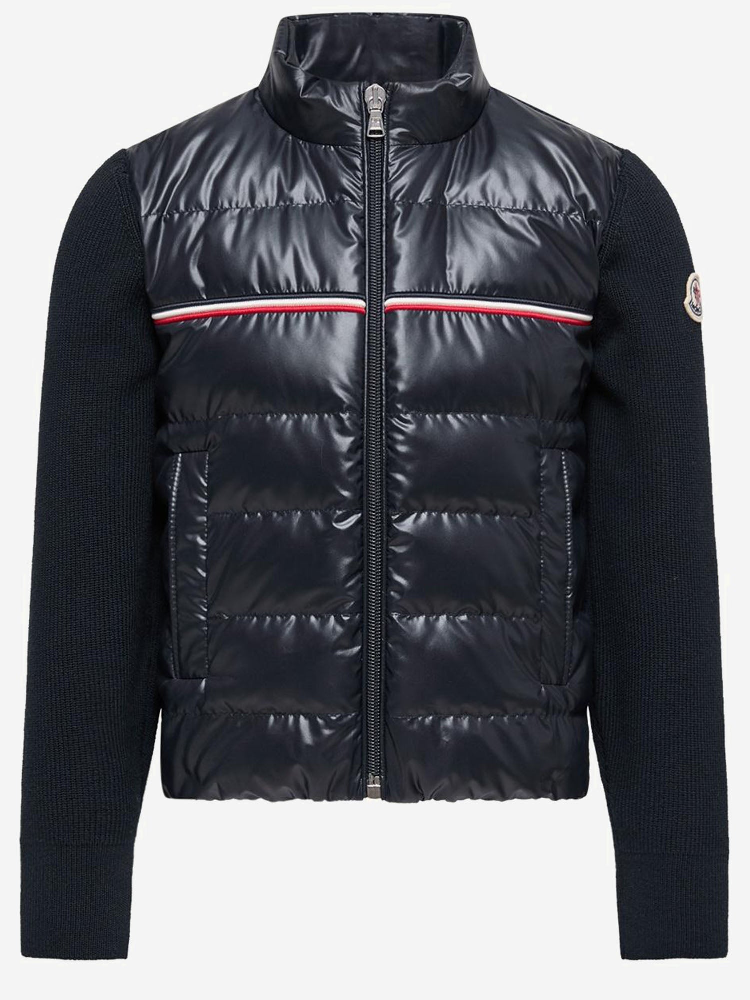 CARDIGAN IN COTONE IMBOTTITO TRICOLORE CON ZIP 9B00001M1367 742 MONCLER ENFANTS 