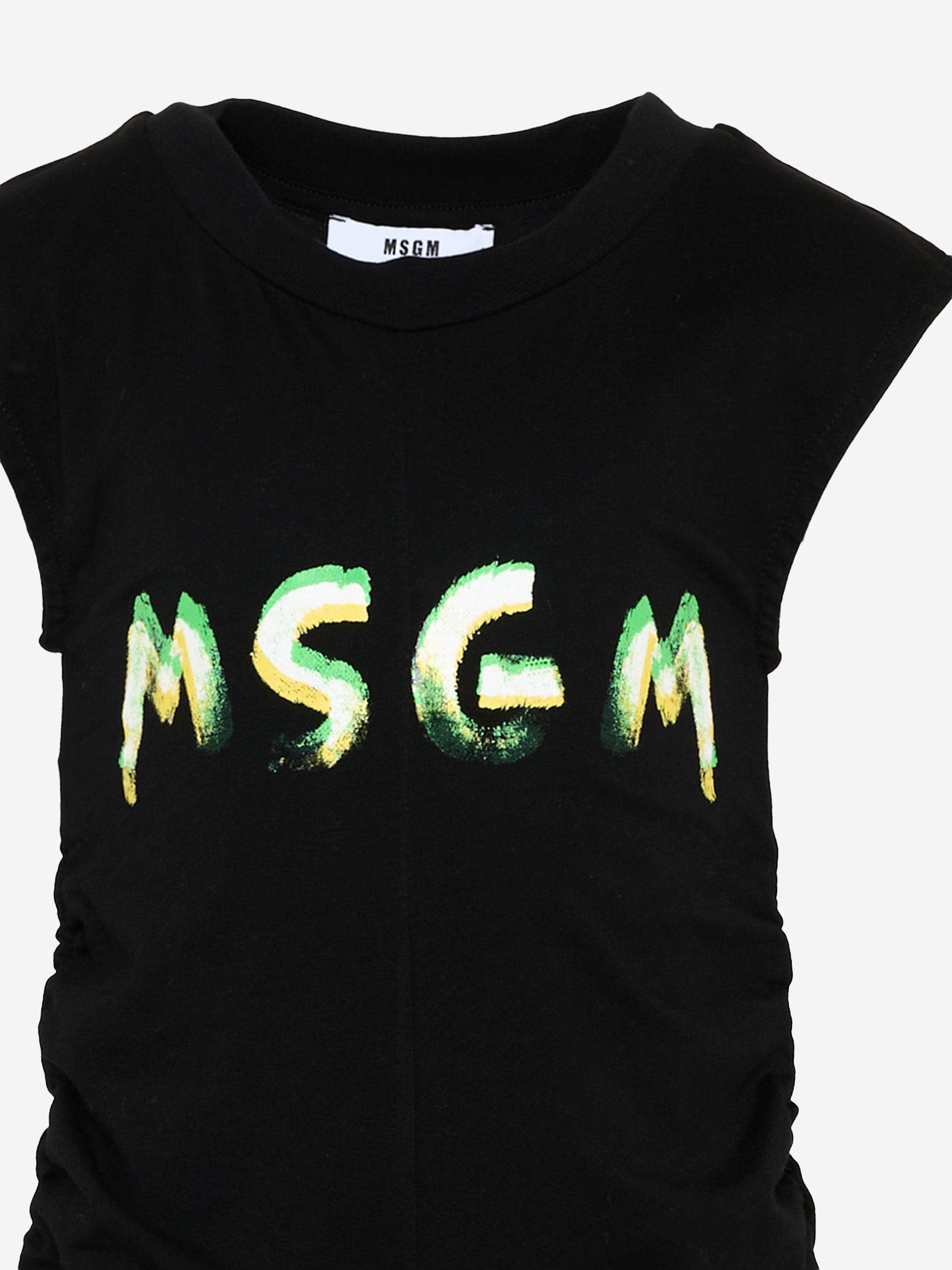 ABITO IN COTONE CON LOGO S6MSJGDR064 110 MSGM KIDS 