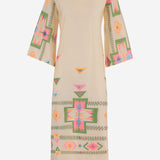 Abito lungo fantasia in tessuto 15107 N271BEIGE NEMA 