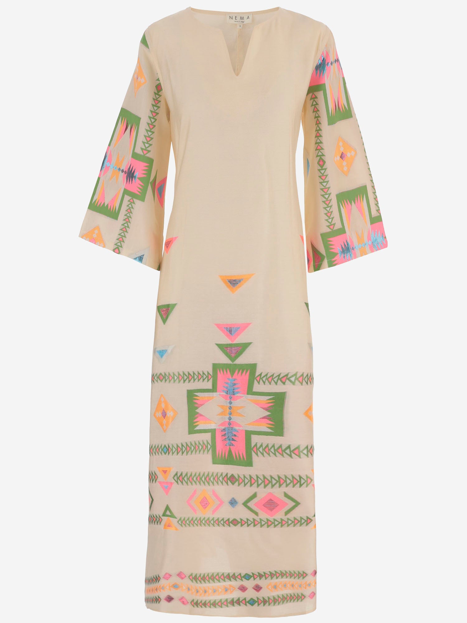 Abito lungo fantasia in tessuto 15107 N271BEIGE NEMA 