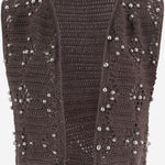GILET IN MAGLIA DI COTONE CON PERLINE RICAMATE KT03 COYABROWN NICCOLO PASQUALETTI 