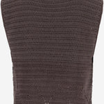 GILET IN MAGLIA DI COTONE CON PERLINE RICAMATE KT03 COYABROWN NICCOLO PASQUALETTI 