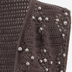 GILET IN MAGLIA DI COTONE CON PERLINE RICAMATE KT03 COYABROWN NICCOLO PASQUALETTI 