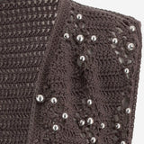 GILET IN MAGLIA DI COTONE CON PERLINE RICAMATE KT03 COYABROWN NICCOLO PASQUALETTI 