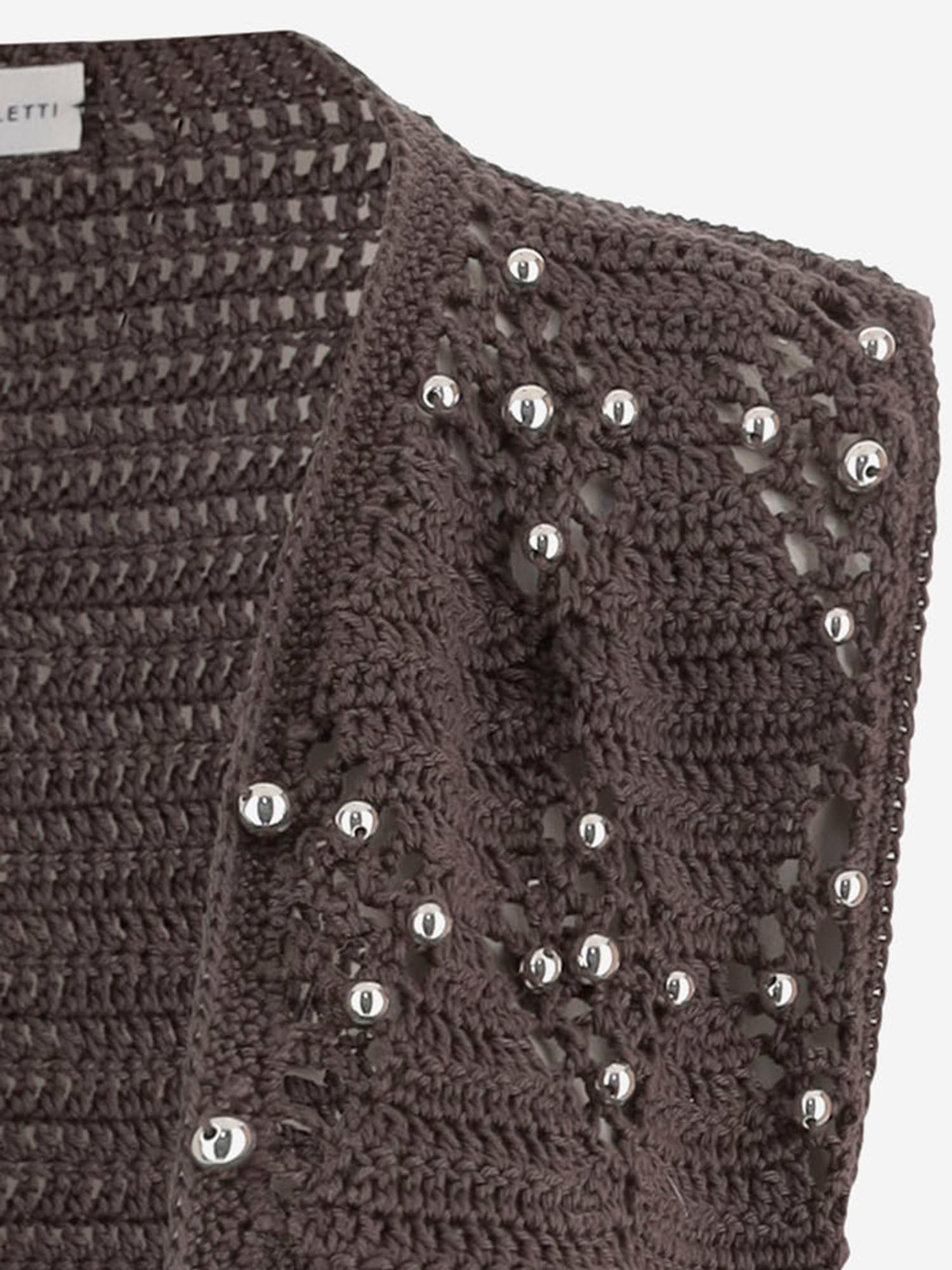 GILET IN MAGLIA DI COTONE CON PERLINE RICAMATE KT03 COYABROWN NICCOLO PASQUALETTI 