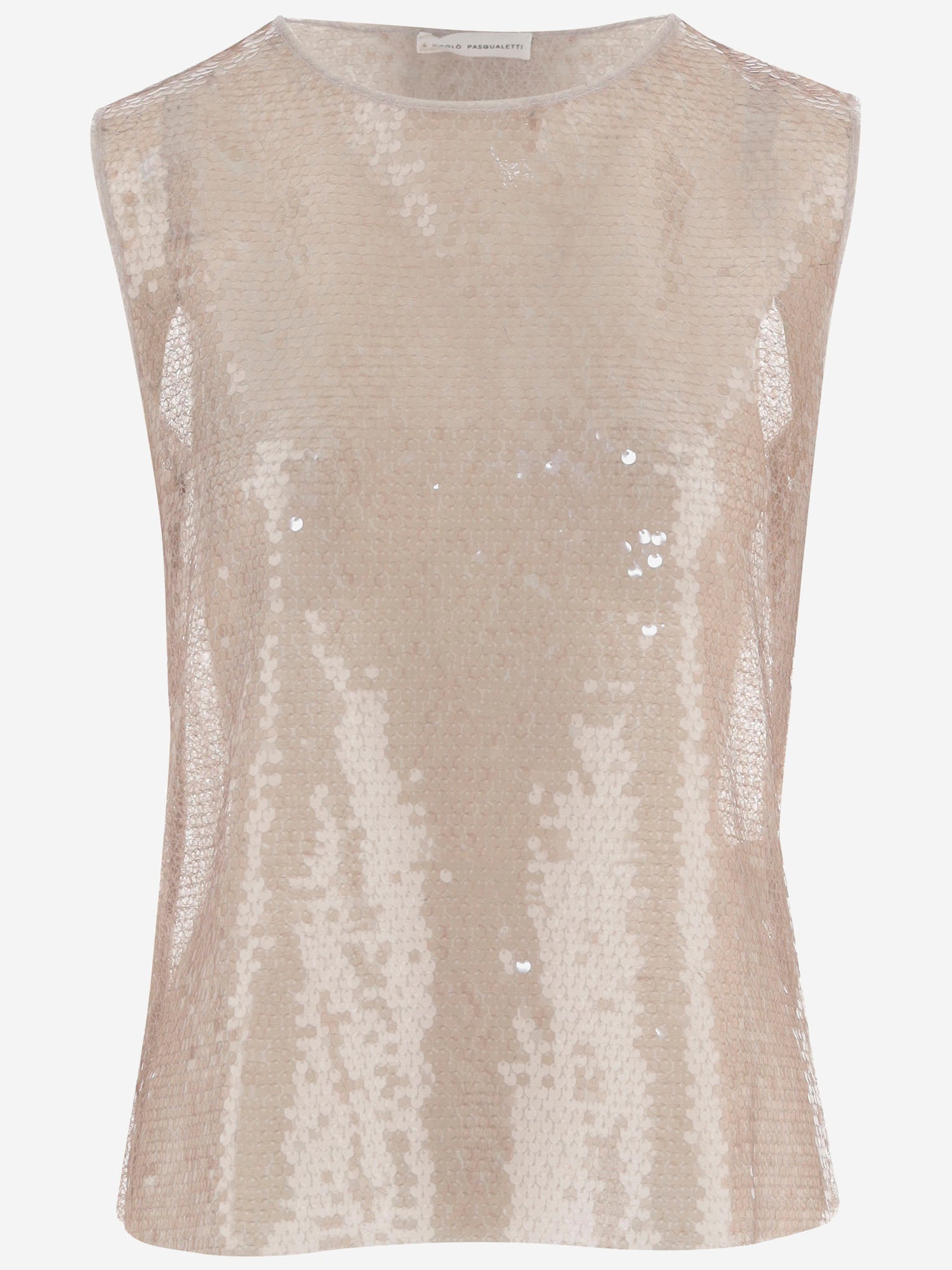 TOP SENZA MANICHE IN TESSUTO LUCIDO CON PAILLETTES T061 PSEQDUSK NICCOLO PASQUALETTI 