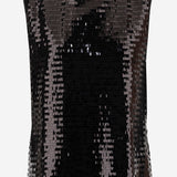 TOP SENZA MANICHE IN TESSUTO LUCIDO CON PAILLETTES T061 PTSTBLACK NICCOLO PASQUALETTI 