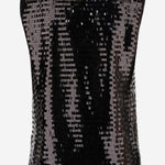 TOP SENZA MANICHE IN TESSUTO LUCIDO CON PAILLETTES T061 PTSTBLACK NICCOLO PASQUALETTI 