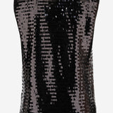 TOP SENZA MANICHE IN TESSUTO LUCIDO CON PAILLETTES T061 PTSTBLACK NICCOLO PASQUALETTI 