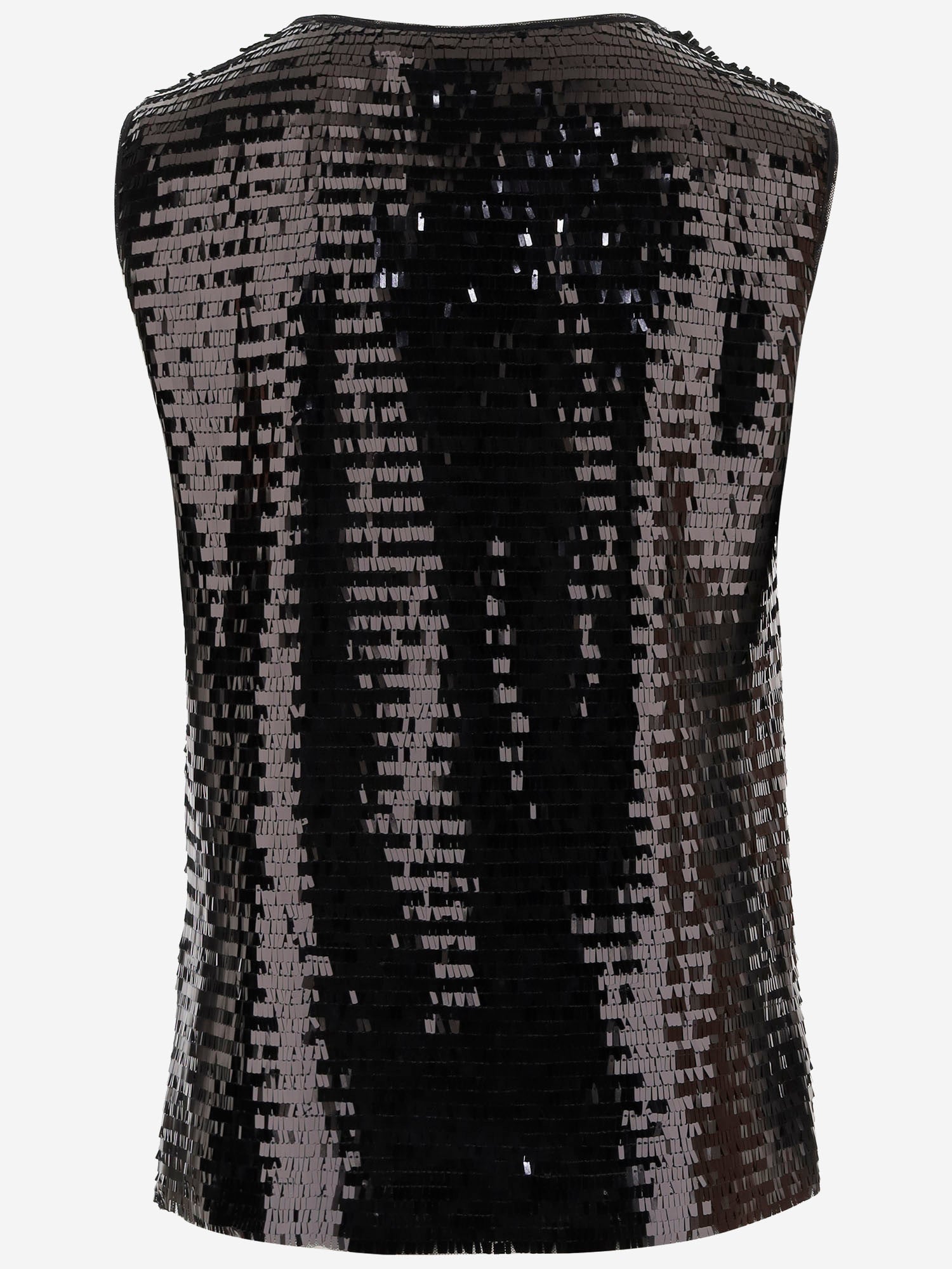 TOP SENZA MANICHE IN TESSUTO LUCIDO CON PAILLETTES T061 PTSTBLACK NICCOLO PASQUALETTI 