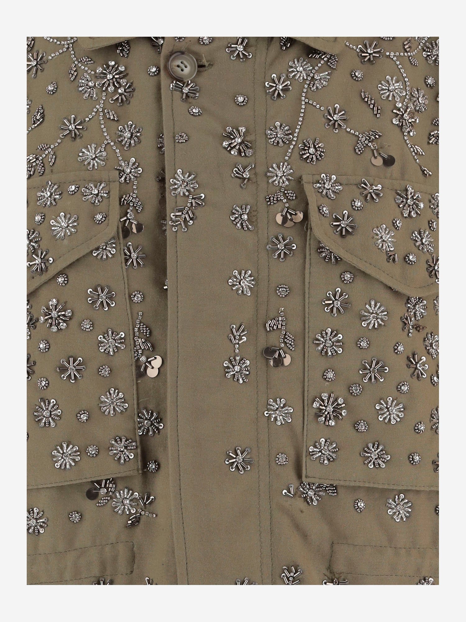 GIACCA IN COTONE RICAMATA CON APPLICAZIONI LUCIABRIGHT SAGE NOVELLE 