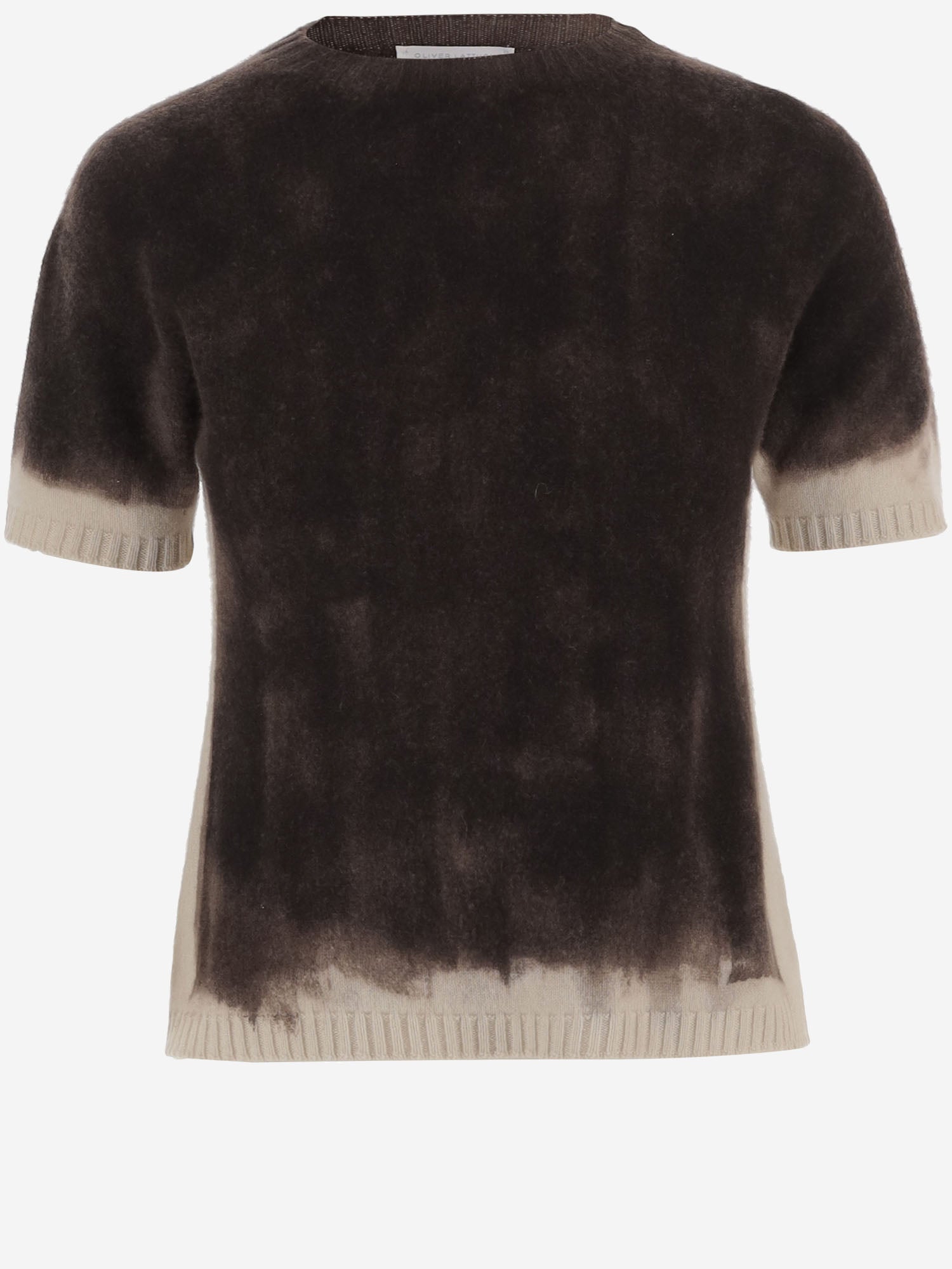 T-SHIRT IN CASHMERE CON EFFETTO SFUMATO D301AE WHITE OLIVER LATTUGHI 