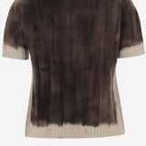 T-SHIRT IN CASHMERE CON EFFETTO SFUMATO D301AE WHITE OLIVER LATTUGHI 