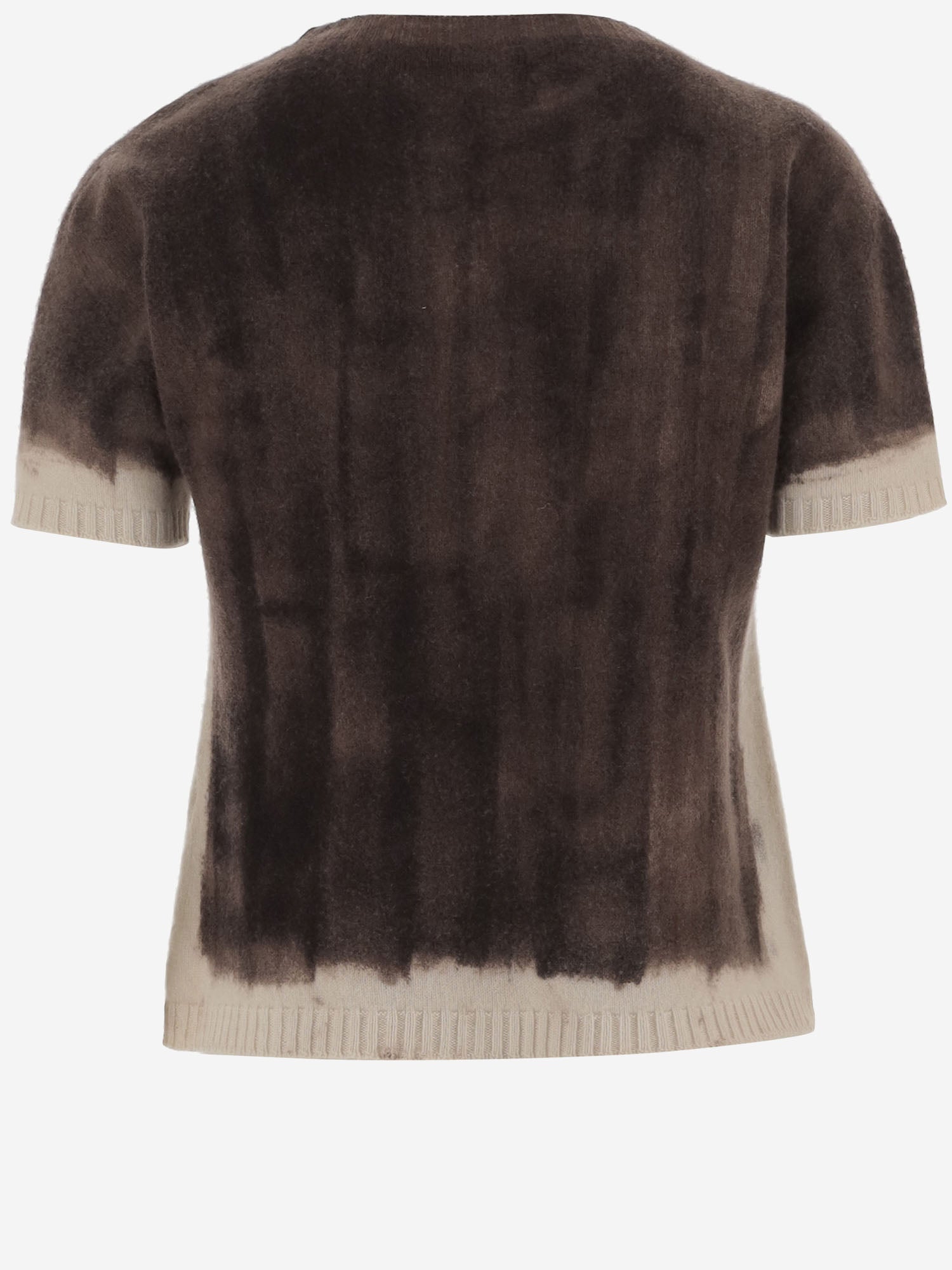 T-SHIRT IN CASHMERE CON EFFETTO SFUMATO D301AE WHITE OLIVER LATTUGHI 